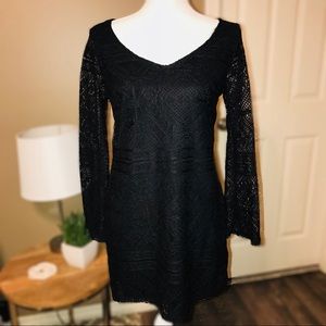 LIKE NEW! BLACK LACE DRESS W/ LONG SLEEVES